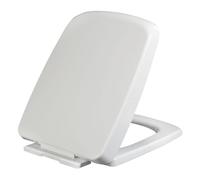 Asiento de Inodoro Blanco de Cierre Suave con bisagras Ajustables de Acero Inoxidable, Material PP Resistente, liberación rápida para una Limpieza fácil, Tapa Cuadrada para Inodoro de baño.