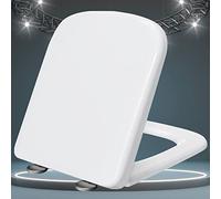 Asiento de inodoro blanco de cierre suave, Duroplast, liberación rápida, fácil de instalar, diseño de montaje superior, 36 x 44 cm, antigolpes, mesa, modernización de baño