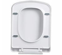 Asiento De Inodoro Blanco De Polipropileno, Tapa De Inodoro De Cierre Suave, Cuadrado Silencioso Que No Produce Golpes, Tapa De WC De Fijación Superior Con Bisagras Ajustables, 04D - 36x45cm