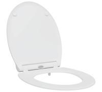 Asiento de inodoro blanco Duroplast 45,5 x 37,5 x 3,8 cm | Polipropileno duradero, montaje simple, limpieza rápida, diseño limpio, uso interior, acabado blanco elegante