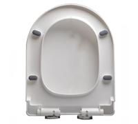 Asiento de inodoro blanco, liberación rápida, cierre suave, fácil de instalar y limpiar, forma V/D/U, bisagras ajustables de 360°, polipropileno, 42 x 33,5 cm, perfecto para baños modernos