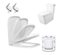 Asiento de inodoro cierre suave con liberación rápida, asiento cuadrado 360 grados, fijación superior sencilla bisagra ajustable Para Baños Modernos