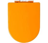 Asiento De Inodoro Colorido En Forma De D, Tapa WC De Cierre Suave Con Bisagras Ajustables De Fijación, Liberación Rápida Para Un Fácil Montaje, Tapa De Inodoro De Polipropileno, Naranja