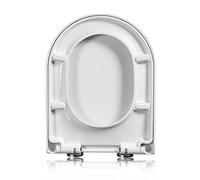 Asiento de inodoro compacto de cierre suave, diseño en forma de U y D para baños pequeños, fácil instalación, asiento de cuenco blanco, ideal para espacios pequeños