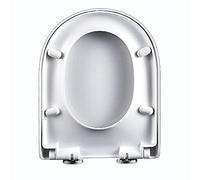 Asiento de inodoro compacto de cierre suave en forma de U, cuenco en forma de D, fácil instalación, diseño blanco que ahorra espacio para baños pequeños, duradero y cómodo, perfecto para armarios de