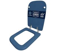 Asiento de inodoro compatible con Conca Ideal Standard, color azul, con fondo solo para inodoro con bisagras inclinadas a 45° - Asiento de inodoro de madera recubierta de resina de poliéster brillante