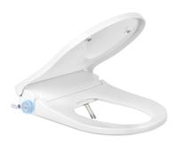 Asiento de inodoro con bidé electrónico, cierre suave con calefacción inteligente con control remoto, agua tibia ajustable, boquilla de autolimpieza, secado al aire caliente, pantalla LED, alargado