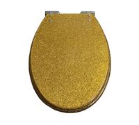 Asiento de inodoro con brillo seco suave y cerrada corrección/agujeros ciegos fijo/asiento de inodoro estándar, asiento de inodoro de resina con brillo brillante, bisagra de liberación rápida, oro