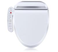 Asiento de inodoro con calefacción electrónica con secador de aire, lavado con agua tibia, temperatura ajustable, boquilla autolimpiable, luz nocturna y diseño alargado de cierre lento