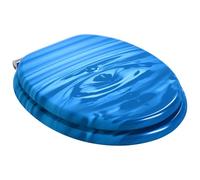 Asiento de inodoro con cierre suave, 2 piezas, azul MDF | 2 piezas, panel MDF, cierre suave, parachoques deslizante, montaje estándar, solo interior
