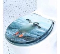 Asiento de inodoro con cierre suave, Asiento de inodoro resina transparente cierre lento y liberación rápida for inodoros 10 a 20 cm ancho 33-40 x 40-48 distancia entre orificios(C Style)