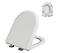 Asiento de Inodoro con Cierre Suave en Forma de D: liberación rápida y fácil Limpieza. Diseño sin Golpes. Fijación Superior Sencilla. Tapa de Repuesto para Inodoro Blanca