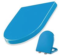 Asiento de inodoro con cierre suave, liberación rápida, bisagras ajustables de 360°, fácil de limpiar, material de polipropileno, esencial para el baño (azul talla única)