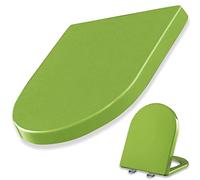 Asiento de inodoro con cierre suave, liberación rápida, bisagras ajustables de 360°, fácil de limpiar, polipropileno, color azul, accesorio de baño, ajuste universal