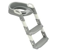 Asiento de inodoro con escalera, asiento de inodoro plegable gris, cojín de poliuretano extraíble, adecuado para inodoros en forma de V/U/O