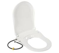 Asiento de inodoro con función de bidé sin conexión de alimentación, tapa universal de inodoro tipo D con descenso automático, no eléctrico, doble boquilla para ducha trasera y ducha, liberación