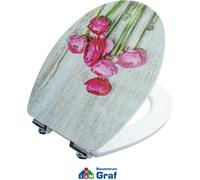 Asiento De Inodoro CORNAT MDF "SALUDO DE FLORES" Con Cierre Suave