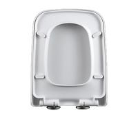 Asiento de inodoro cuadrado blanco moderno, cierre suave y liberación rápida, 355 x 450 mm, accesorio de baño duradero, fácil instalación, ideal para renovación y mejoras del hogar