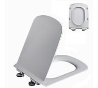 Asiento de inodoro cuadrado con bisagras de cierre suave y silencioso, bisagra ajustable 360°, extracción rápida(04E)