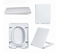 Asiento de Inodoro Cuadrado de Cierre Suave con liberación rápida, fácil Limpieza e instalación, bisagras Ajustables, Rectangular, Modelo 06C