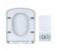 Asiento de inodoro cuadrado de cierre suave con liberación rápida, polipropileno duradero, bisagras ajustables para una fácil instalación (34,5 x 43 cm) (35,5 x 43,5 cm)