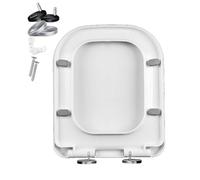 Asiento de Inodoro Cuadrado de Cierre Suave con liberación rápida y bisagras Ajustables para facilitar la Limpieza, fijación ior, Material PP, Rectangular, tamaño 06C