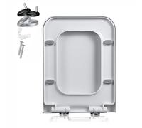 Asiento de Inodoro Cuadrado de Cierre Suave con liberación rápida y bisagras Ajustables para facilitar la Limpieza, fijación ior, Tapa Rectangular de PP, Modelo 06C