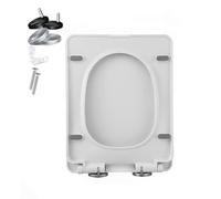 Asiento de Inodoro Cuadrado de Cierre Suave con liberación rápida y bisagras Ajustables para facilitar la Limpieza, fijación ior, Tapa Rectangular de PP, Modelo 06C