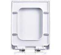 Asiento De Inodoro Cuadrado Moderno con Cierre Suave, Bisagra Ajustable De 360° para Un Ajuste, Diseño Rectangular Y Fácil De Limpiar (06C)