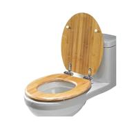 Asiento de inodoro de bambú for el hogar, de madera maciza, universal, de liberación rápida, silencioso, accesorios de baño(Brown bamboo,Ordinary)