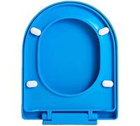 Asiento De Inodoro De Cierre Lento 46 x 36 cm, Tapa De WC Universal De PP En Forma De D Con Parachoques De Asiento Antideslizantes, Tapa De Inodoro Fija Superior Con Bisagras Ajustables, Azul