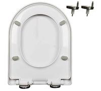 Asiento de Inodoro de Cierre Lento Tipo D/U con bisagra Ajustable de 360° y liberación rápida con Clic para una fácil instalación y Limpieza, Nunca se afloja, Material de PP, blanco/47 * 36