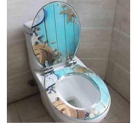 Asiento de inodoro de cierre suave, asiento de inodoro de resina transparente de cierre suave para inodoros tipo U V O, 33-39 x 42-49 cm, multicolor, paquete de 1 (estilo H)