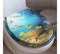 Asiento de inodoro de cierre suave, asiento de inodoro de resina transparente de cierre suave para inodoros tipo U V O, 33-39 x 42-49 cm, multicolor, paquete de 1 (estilo H)