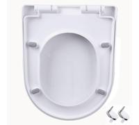 Asiento de inodoro de cierre suave, bisagra ajustable en forma de U/D, liberación rápida, fácil de instalar, tapa de polipropileno blanco, 34 x 42 cm, diseño reductor de ruido para mayor comodidad en
