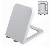 Asiento de inodoro de cierre suave, bisagra ajustable, liberación rápida, fácil instalación, material de polipropileno duradero, tapa cuadrada redondeada, nunca se afloja