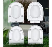 Asiento de inodoro de cierre suave blanco con liberación rápida, fijación superior simple, asientos de inodoro estándar ovalados, en forma de D/en forma de V, tapa universal para inodoro (grande en