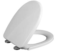 Asiento De Inodoro De Cierre Suave, Blanco Tapa De Inodoro Con Bisagras Superiores Fijas Ajustables, Liberación Rápida Para Limpieza Fácil, Tapa De WC De Polipropileno En Forma De U, 02R - 37x46cm