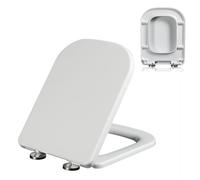 Asiento de inodoro de cierre suave con bisagra ajustable de liberación rápida y fácil instalación, material de polipropileno grueso y duradero, tapa cuadrada redondeada que nunca se afloja, ideal para