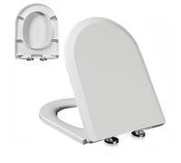 Asiento de inodoro de cierre suave con bisagras de liberación rápida, tapa de polipropileno en forma de D fácil de limpiar, blanco, 44 x 35,5 cm, mejora perfecta para el baño para mayor comodidad e