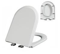 Asiento de inodoro de cierre suave en forma de D, fácil de instalar y limpiar, bisagra ajustable de 360°, desmontaje rápido con un solo clic, nunca afloja, material de polipropileno, color blanco