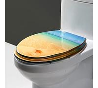 Asiento de inodoro de resina negra Asientos de inodoro universales U/V/O Tapa de inodoro de cierre lento espesa Asientos de inodoro con patrón de mármol, Fácil de limpiar, Rejilla/piedras verdes