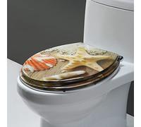 Asiento de inodoro de resina negra Asientos de inodoro universales U/V/O Tapa de inodoro de cierre lento espesa Asientos de inodoro con patrón de mármol, Fácil de limpiar, Rejilla/piedras verdes