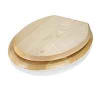 Asiento de inodoro de roble de cierre suave y cubierta de madera, fácil de limpiar, mecanismo Cng silencioso, diseño V-S, ideal para mejorar el baño y mejoras del hogar