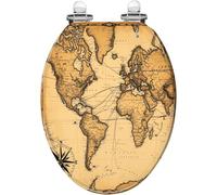 Asiento de inodoro decorativo de resina con diseño de mapa del Viejo Mundo, cierre suave, bisagras de liberación rápida, fácil limpieza e instalación.
