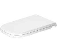 Asiento de inodoro Duravit D-Code, extraíble, con caída amortiguada, fijación por pasador, 490x361mm, extendido, blanco alto brillo, bisagras de acero inoxidable, 0060390000