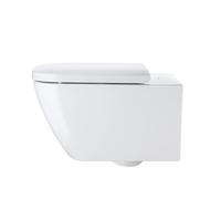 Asiento de inodoro Duravit Happy D.2 con bisagras SoftClose de acero inoxidable, con caída amortiguada, 0064590000, Color: Color interior blanco, color exterior blanco