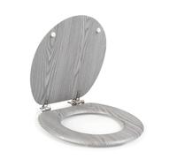 Asiento de inodoro efecto madera gris Beldray - Diseño clásico, fácil de instalar, se adapta a la mayoría de los inodoros de tamaño estándar, tamaño del asiento 37 x 43 cm (ancho x fondo)