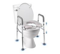 Asiento de inodoro elevado, 350 libras, soporte para cuidado en casa, marco de asistencia de baño para ancianos, discapacitados, altura ajustable, asiento acolchado