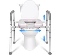 Asiento de inodoro elevado con asas, elevador de asiento de inodoro ajustable y marco de inodoro para discapacitados y ancianos, marcos de seguridad antideslizantes para personas mayores y ayudas para